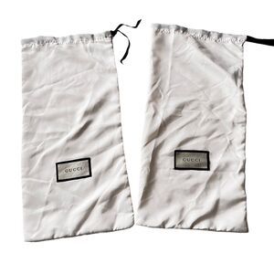 GUCCI Dust Bags WHITE SATIN LOGO STORAGE SHOE COVER 17.75 X 8.25